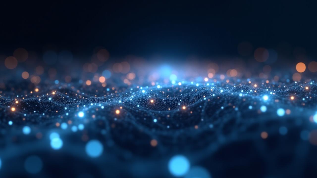 추상적인 빛과 데이터 흐름이 개인화된 학습 경로를 형상화하는 이미지